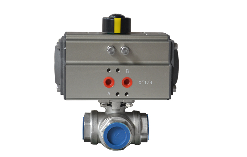 气动三通螺纹球阀